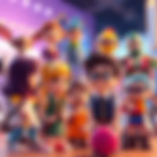 Colorful 3D animated characters in a dynamic scene, showcasing creativity in animation