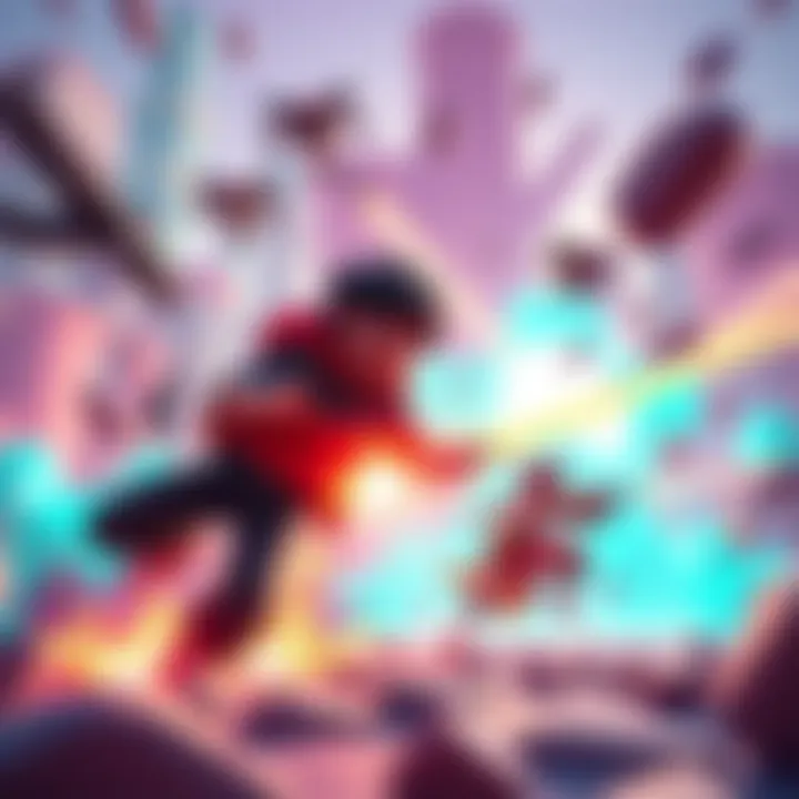 3D Action Scene from Animated Episode A colorful 3D environment showcasing a dynamic battle scene with characters in action, emphasizing clarity and vivid art styles.