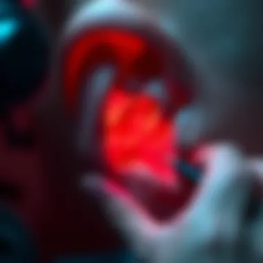 A close-up view of a digital artist working on a realistic 3D ear model, showcasing detailed textures and designs.