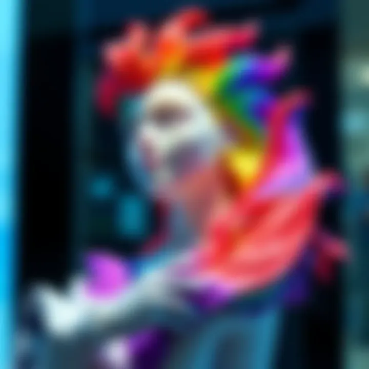 A colorful 3D printed statue showcasing artistic design and detail