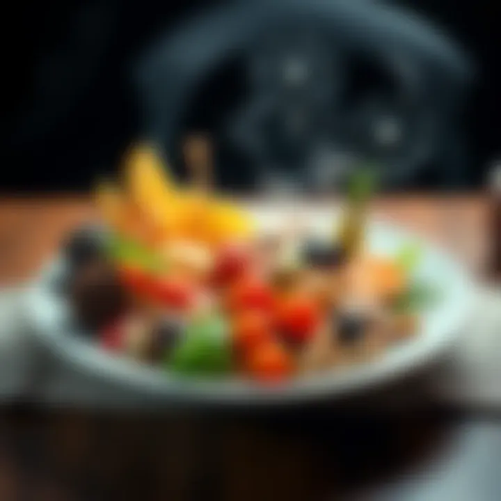 A colorful plate filled with various food items representing different aspects of 4ce feeding.