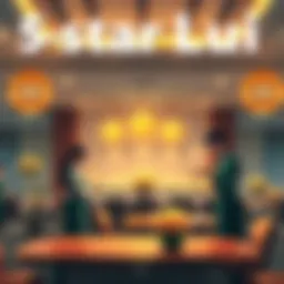A luxurious setting with attentive staff providing high-quality service to customers