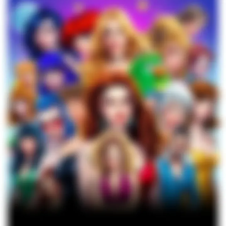 A colorful collage of popular female characters from the 90s, showcasing their distinct styles and memorable traits.