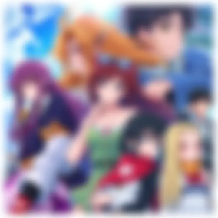 Collage of various characters from 90s isekai anime, showcasing different styles and themes, with vibrant colors and distinctive outfits.
