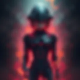 AFO's body blending into Tomura's form, showing a mix of their features and a dark atmosphere around them.