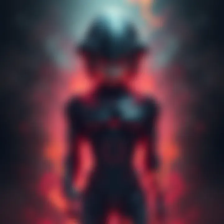 AFO's body blending into Tomura's form, showing a mix of their features and a dark atmosphere around them.