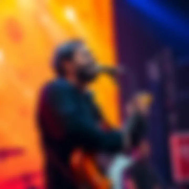 AZKi performing live during a solo streaming event with a vibrant background