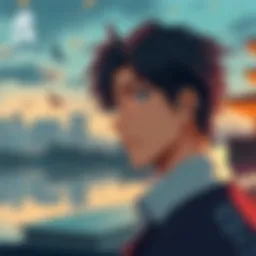 A contemplative character resembling Hitoshi Shinso with a thoughtful expression, set against a serene background.