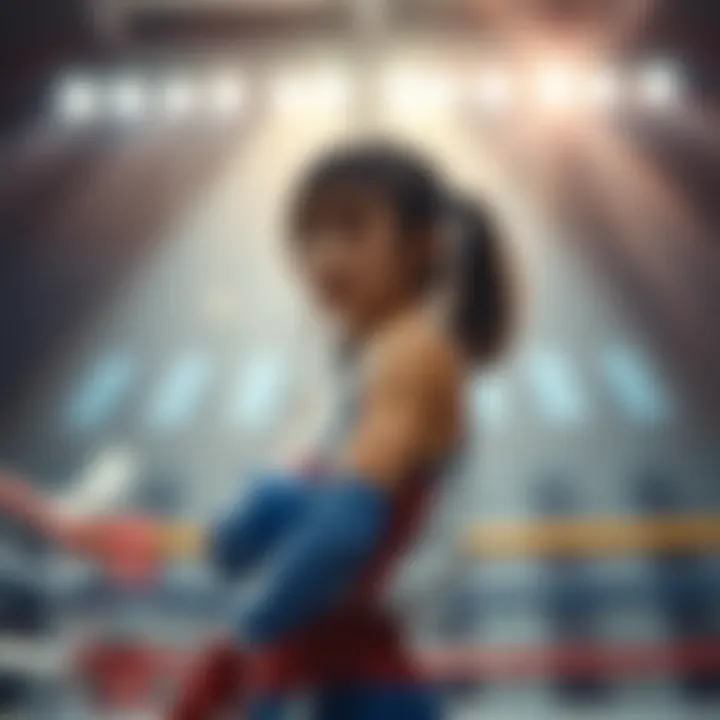 Yuki stands confidently in the ring, ready to face her opponent in Sendai, showcasing determination and focus.