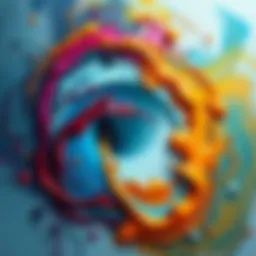 Abstract art representing formlessness An abstract painting showcasing different shades and swirling patterns that represent the concept of formlessness.