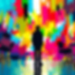 Abstract Art of a Silhouette A colorful abstract painting showing a silhouette of a person against a vibrant background, symbolizing the exploration of identity.