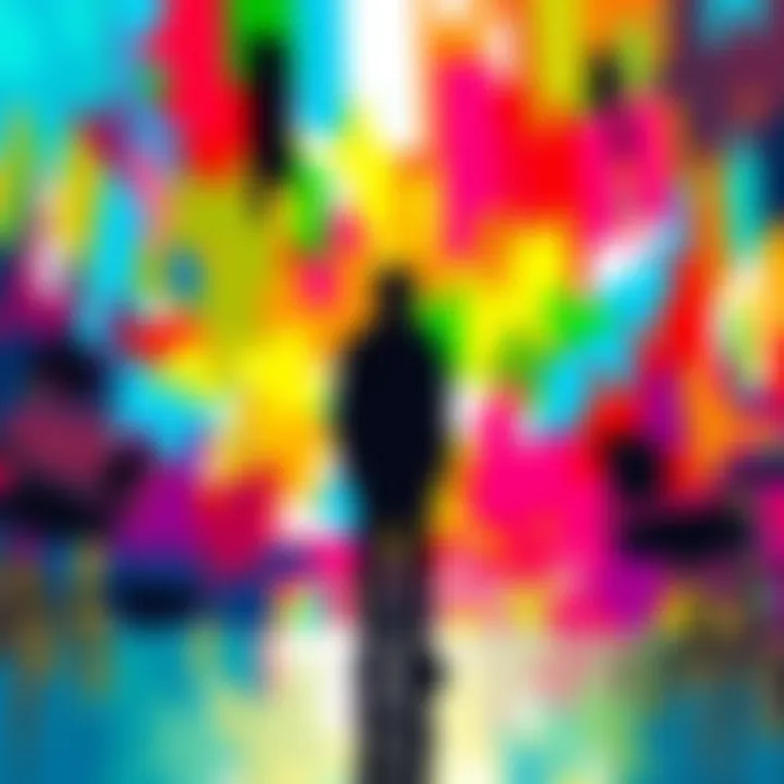 Abstract Art of a Silhouette A colorful abstract painting showing a silhouette of a person against a vibrant background, symbolizing the exploration of identity.