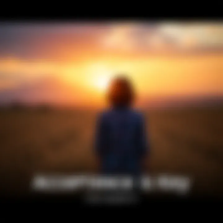 A person standing in a field, looking towards the horizon, symbolizing acceptance and personal growth
