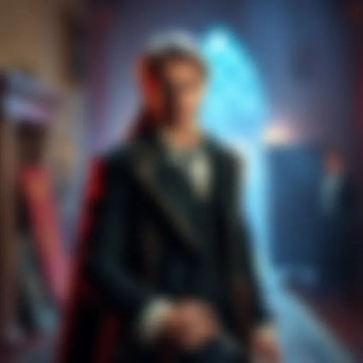 A talented actor poses confidently, embodying the character Griffith in a dramatic setting, dressed in period attire.