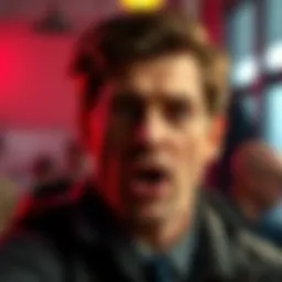 Actor passionately delivering lines with a thick American accent, expressing character depth