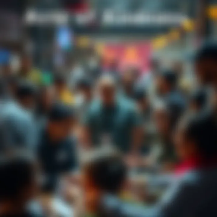 People engaging in various acts of kindness in a community setting, highlighting generosity and support among individuals.