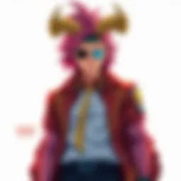 Adam Taurus character redesign Artist's work-in-progress illustration of the Adam Taurus character, showcasing a unique outfit and style