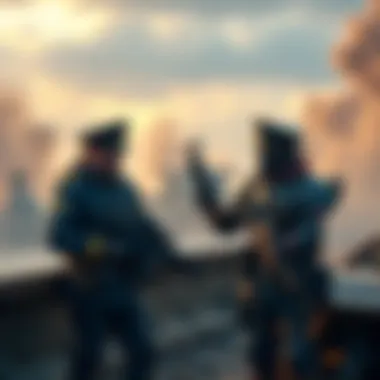 Admirals in a 2v2 Match Two Admirals strategizing and preparing for a 2v2 showdown on a battlefield.