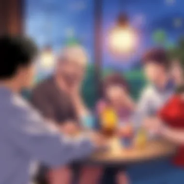 Adult characters enjoying life A group of adult friends laughing and sharing a meal together, capturing the essence of adulthood and relatable moments in slice of life anime.
