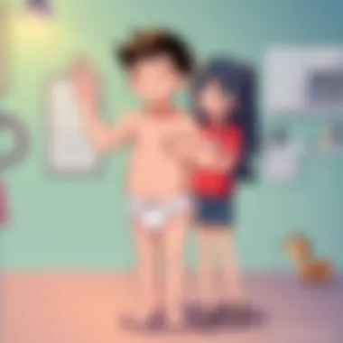 Age gap between Tensei and Iida Illustration showing Tensei as a toddler in diapers and Iida as a teenager, highlighting their 15-year age difference in a playful setting.