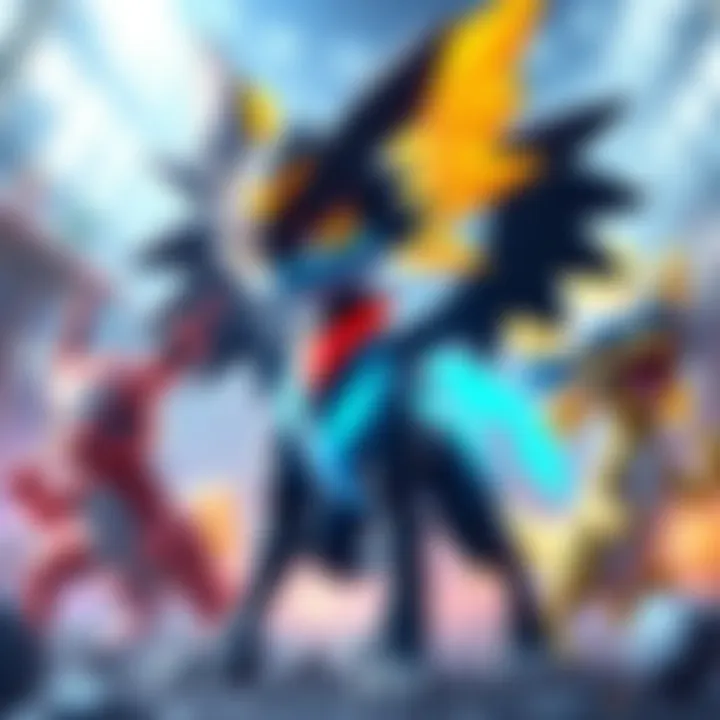 Agito showcasing its unique evolution form in a vibrant setting with other Pokémon