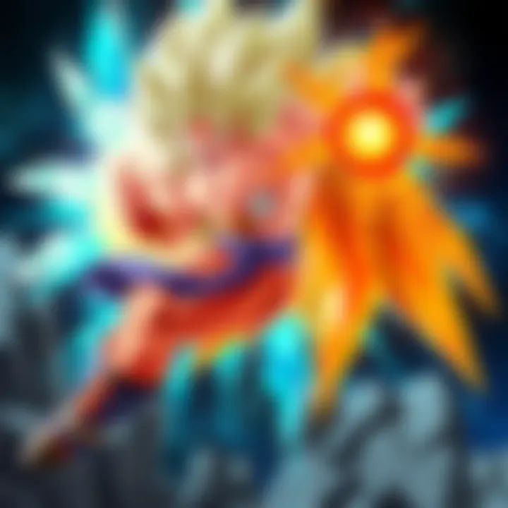AGL SSJ4 Gogeta performing a powerful move, showcasing his strength and energy aura.
