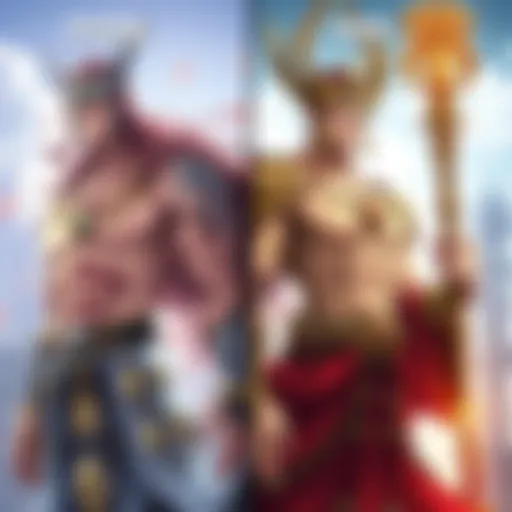 Side-by-side view of Ahura Mazda's body design from manga and new artwork, highlighting differences in physique.