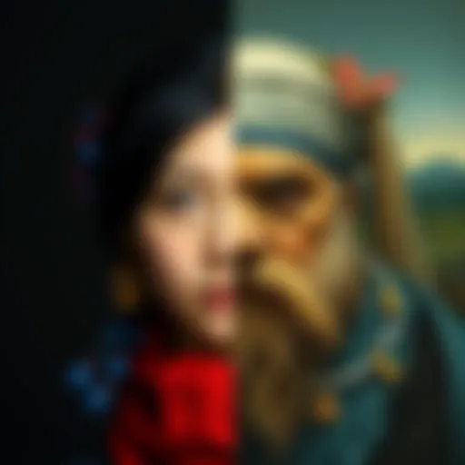 A side-by-side comparison of an AI-generated image and a traditional painting, highlighting the contrast between digital and authentic art styles.