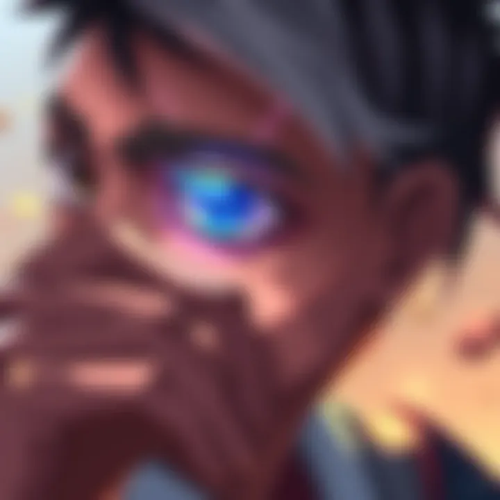 Aiku showing the metavision symbol in his eye while looking determined