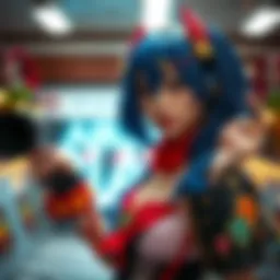 Aira cosplay showcasing vibrant costume and accessories, with an artist posing proudly in a creative setting
