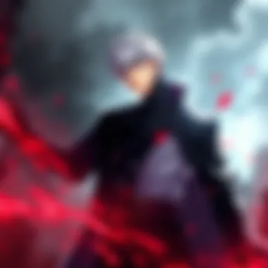 Aizen with a confident expression, surrounded by a dark aura, as Ichigo prepares for battle against the Quincy.