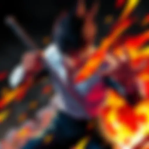 Aizen in battle stance Aizen prepares for a powerful attack, showcasing his intense focus and determination.