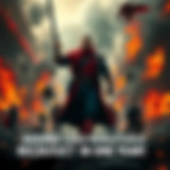 Strong leader standing amidst chaotic background A powerful figure in a commanding pose surrounded by scenes of conflict and chaos, symbolizing hope for resolution