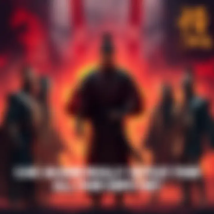 Akainu stands confidently with a fiery backdrop, confronting the four emperors in a dramatic showdown, ready for battle.