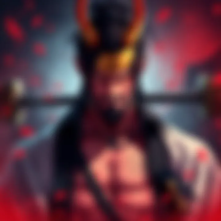 The character Akainu stands with a cold gaze, embodying his ruthless personality.