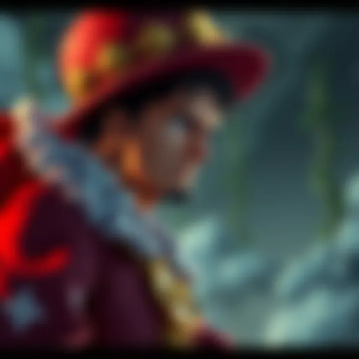 Akainu stands with a serious expression, contemplating Luffy's true identity as Garp's grandson and Dragon's son.