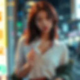 Akane Nagisa in Relaxed Style Akane Nagisa with her hair down, casually stretching her shirt in a candid pose