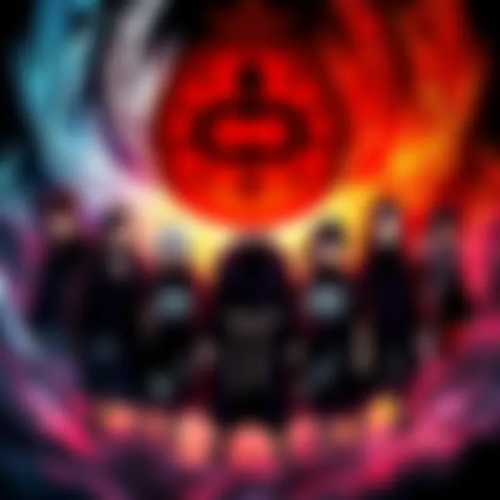 Akatsuki Members Ranking A graphic showing the Akatsuki members ranked in order of perceived psychopathy, featuring their distinctive symbols and traits.