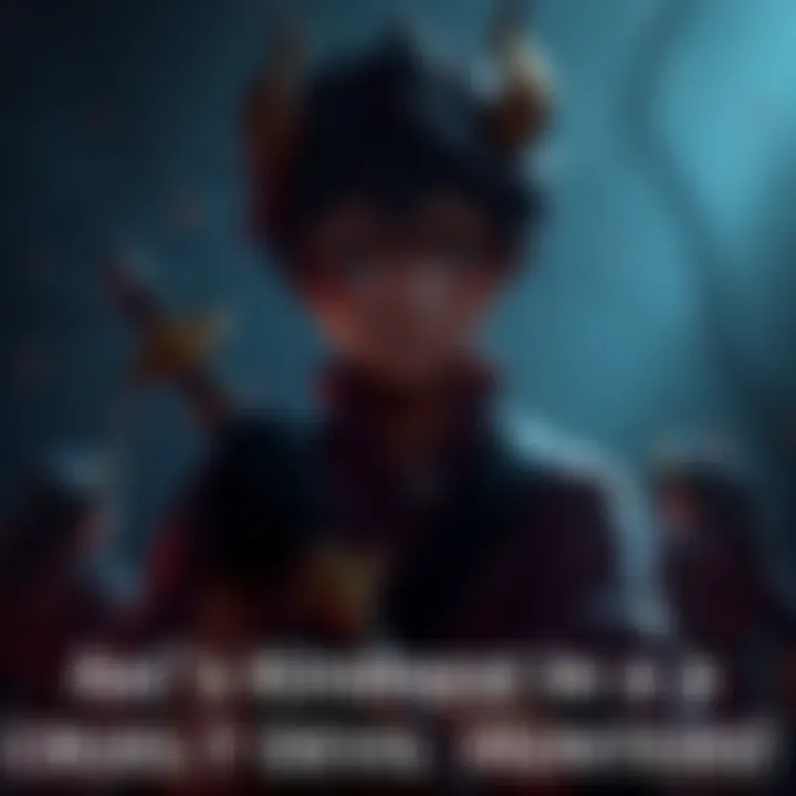 Aki, a young devil hunter, stands with tears in his eyes, surrounded by a gloomy environment that reflects his emotional struggle. He shows empathy despite the harshness of his world.