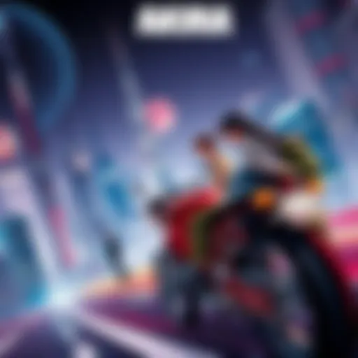 Vibrant Akira poster featuring a futuristic city and a motorcycle, showcasing iconic characters from the anime.