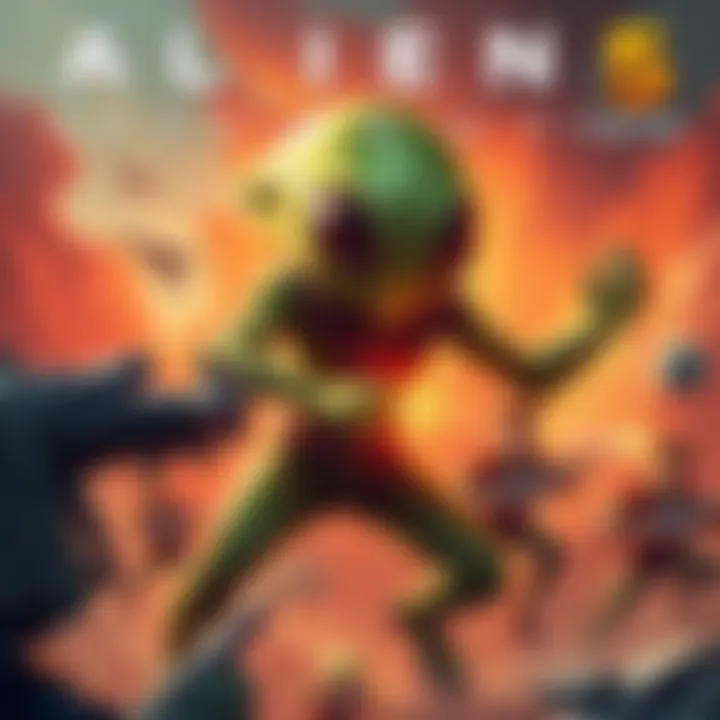 Alien Headbutt Chapter 5 Cover Cover illustration showing an alien and new characters engaged in an action-packed scene, hinting at plot twists in Chapter 5.