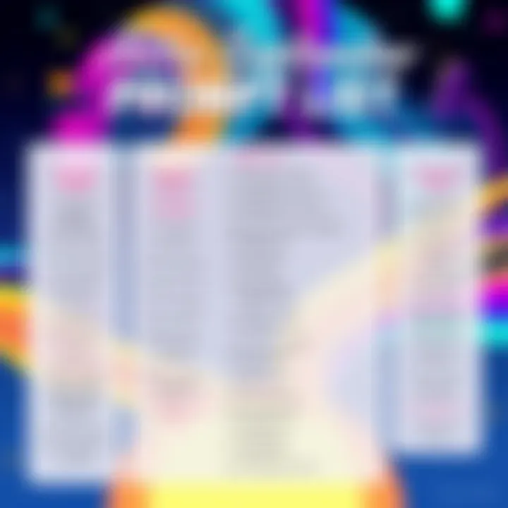 Colorful illustration of a prompt list featuring various artistic themes for fans, highlighting creative expression and community engagement, inspired by fandom events.