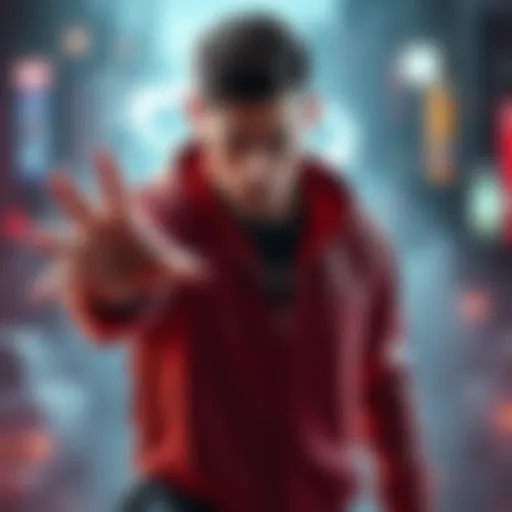 All For One demonstrating his unique ability to copy Quirks, with a focus on his character in a dramatic pose.