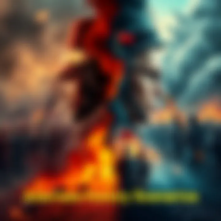 A collage showcasing different historical events with alternate outcomes, like a split scene of a peaceful protest and a war, representing various paths history could have taken.