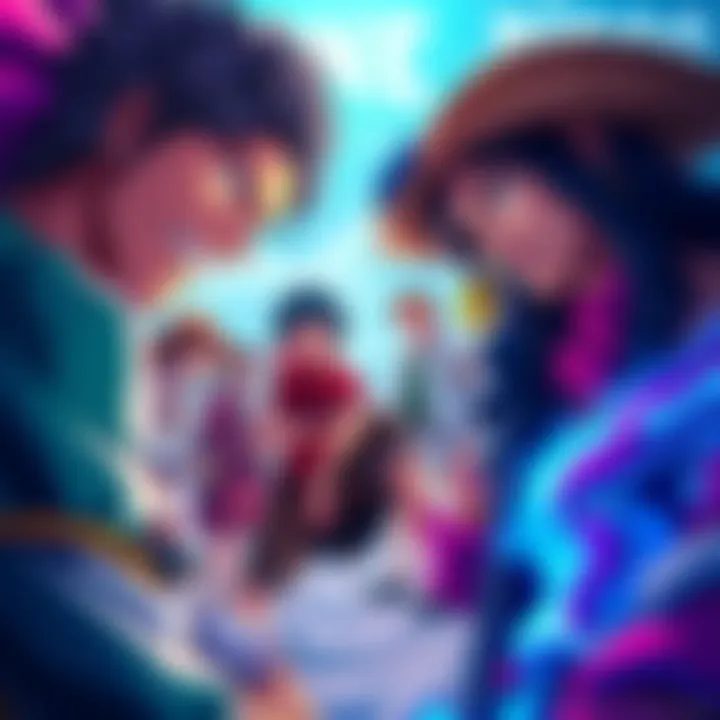 A reimagined scene from One Piece showcasing characters in a different art style, highlighting unique designs and vibrant colors.