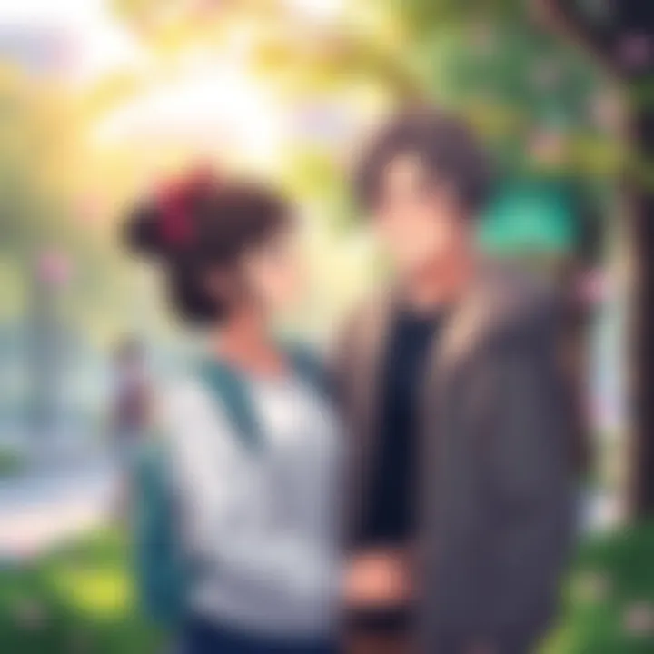 Amari-chan and his love interest Amari-chan and the girl he loves share a moment together in a vibrant park setting, showcasing their teenage romance.