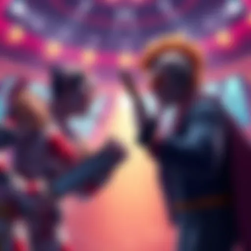 Crossover Scene of The Amazing Digital Circus and Chainsaw Man Characters from The Amazing Digital Circus and Chainsaw Man interact in a vibrant crossover setting, showcasing intense emotions and dynamic actions.