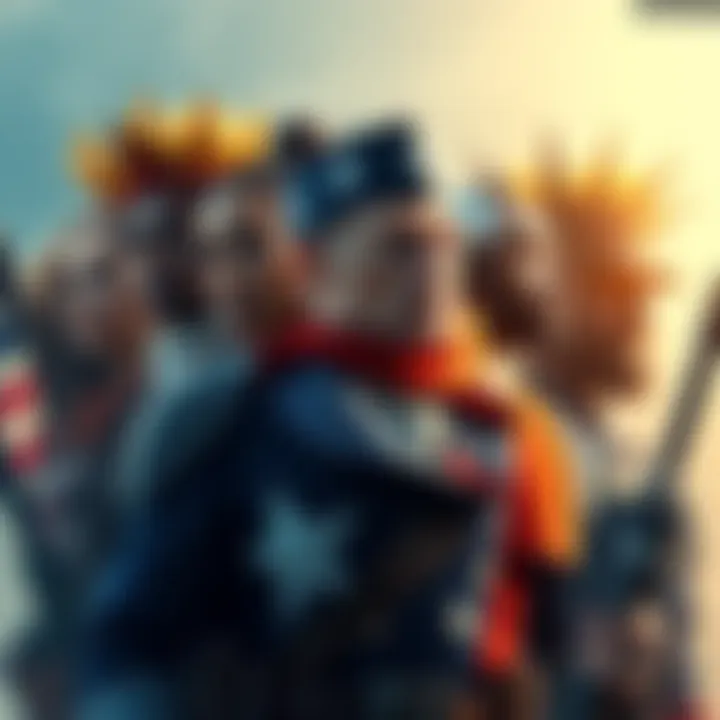 A group of diverse American heroes showcasing their unique traits and characteristics that symbolize freedom and individuality.