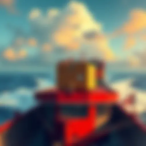 Amiami parcel being shipped on a boat with waves in the background, illustrating shipping costs affected by gas prices