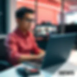 A person sitting at a desk, reviewing viral video clips on a laptop, looking thoughtful and focused on differentiating between real and fake content.